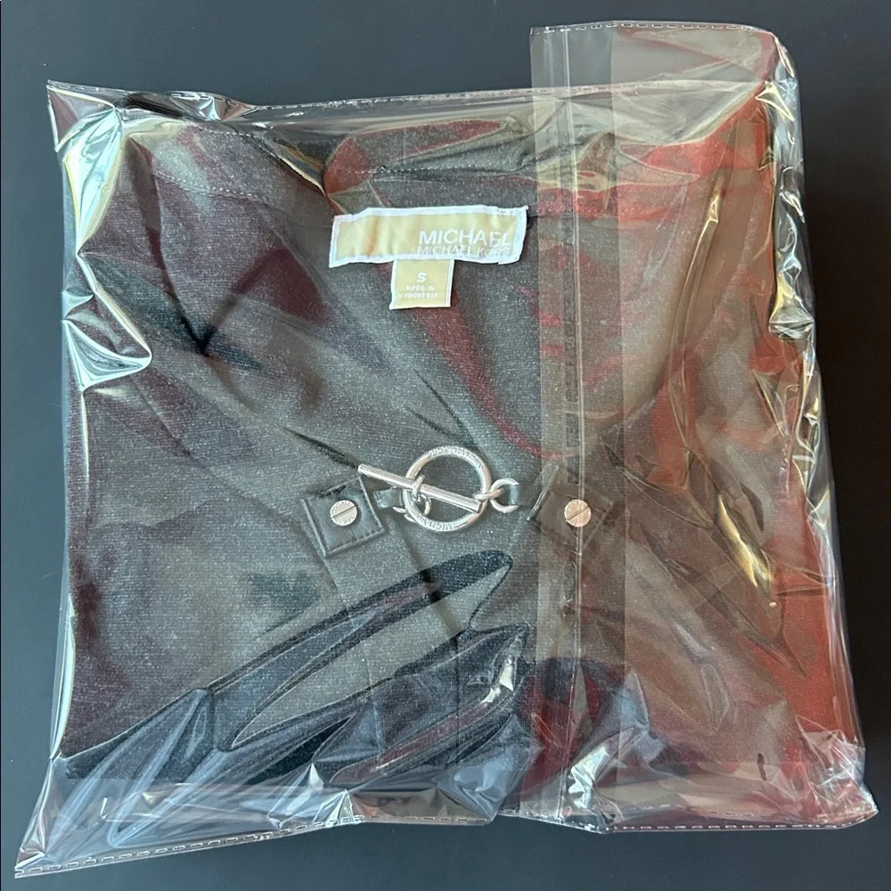 Michael Kors Charcoal Gray Derby Mini Dress with silver toggle Size Small